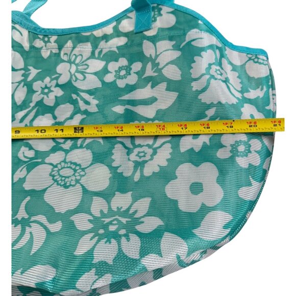 Lot Mesh Tote Bags Floral Print 4 Colors Lg Lightweight Durable Beach Shopping - Picture 4 of 13